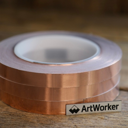 Фольга витражная медная на черной подложке Китай 12.9 мм