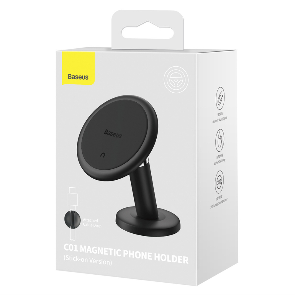 Держатель Baseus C01 Magnetic Phone Holder (Stick-on Version) - Black