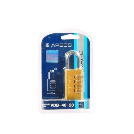 Замок навесной Apecs, PDB-40-28-CODE, блистер, кодовый,  шт