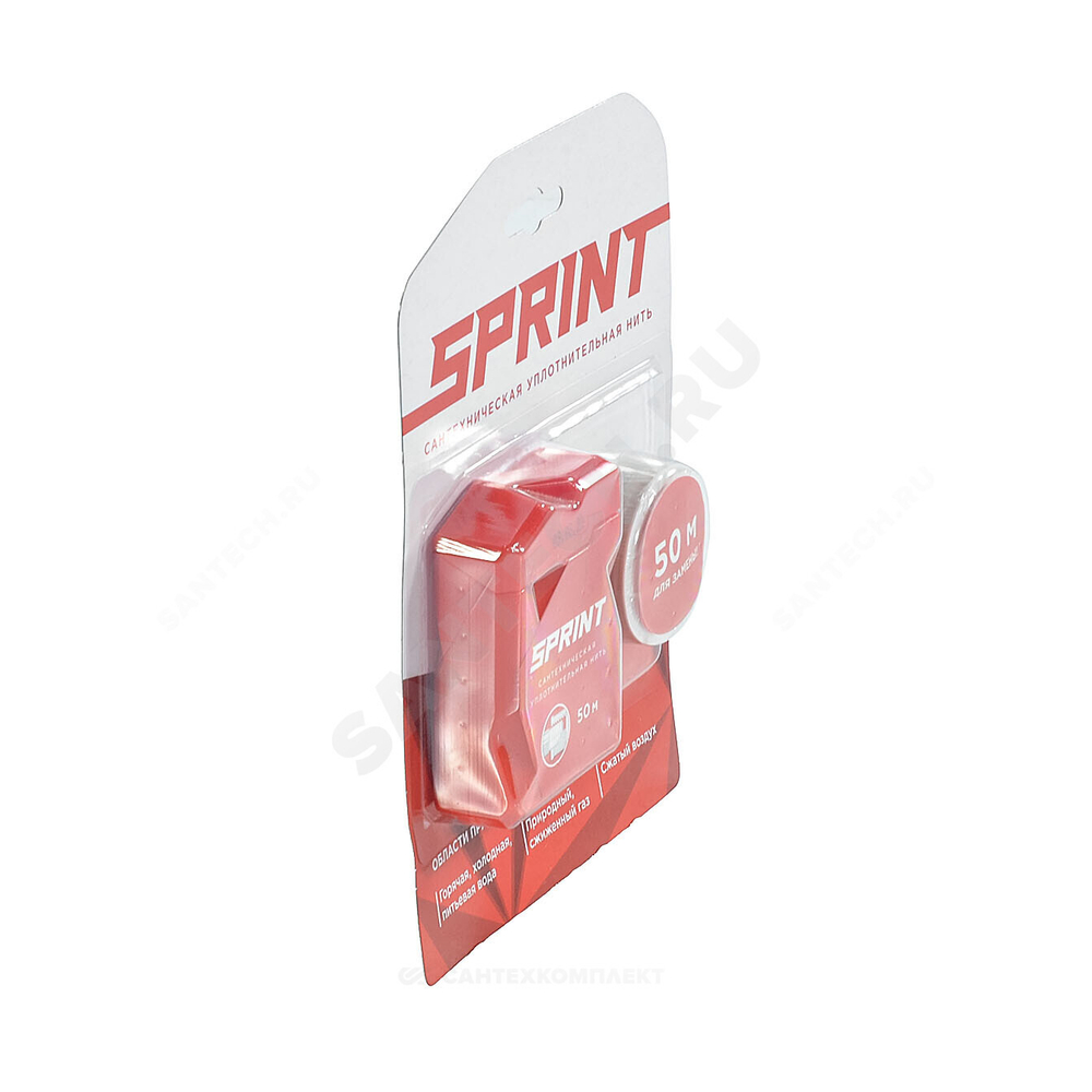Нить уплотнительная бокс+катушка 50+50м (в блистере) среда: вода, газ SPRINT 04061