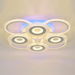 Потолочный светодиодный светильник 135Вт, 11200Лм, 3000-6000К, Ra>80, плавная регулировка мощности, изменение цветовой температуры, ночник, металл/акрил, белый