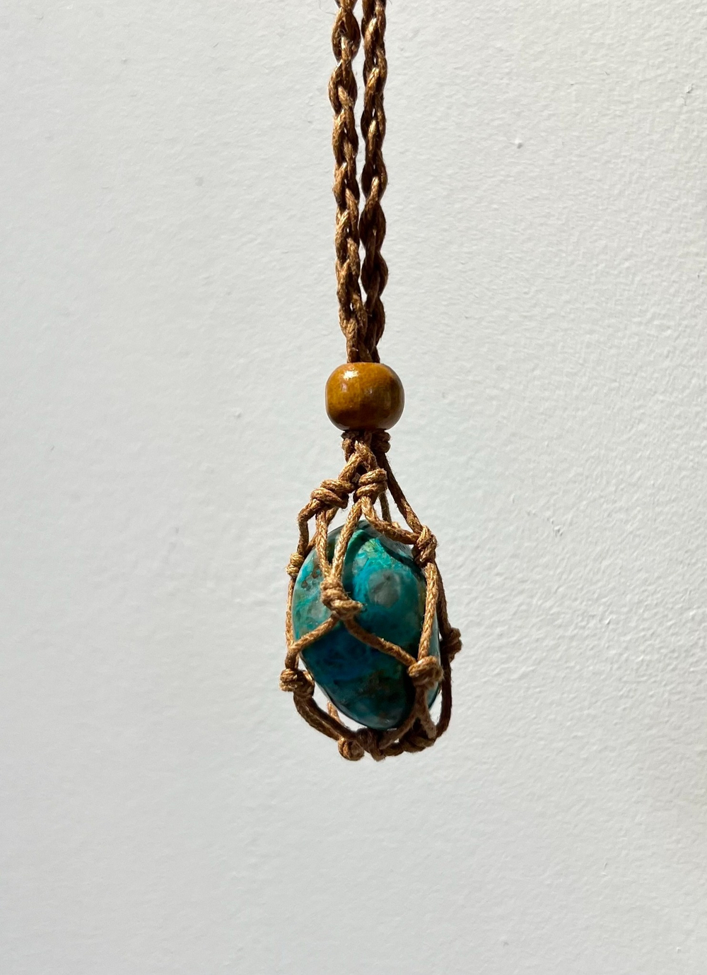 Авоська-подвеска для кристаллов коричневая в стиле бохо