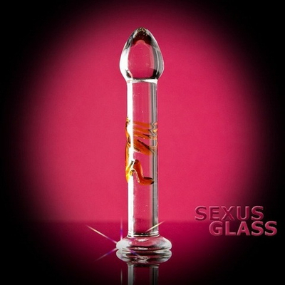 Стеклянный прозрачный фаллос на подставке