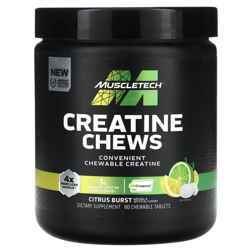 MuscleTech, Creatine Chews, Citrus Burst, 90 жевательных таблеток (1 г в каждой таблетке)