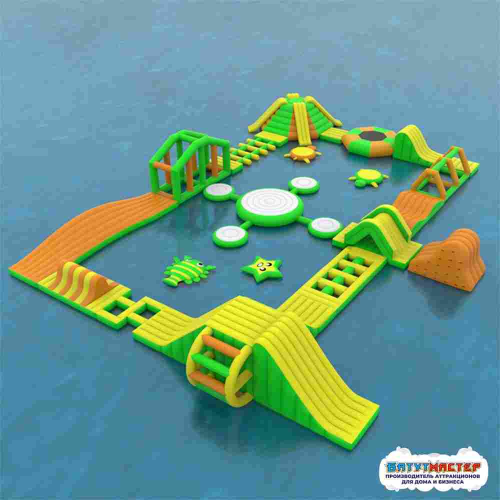 Коммерческий надувной аквапарк «Весёлые острова» с высокими горками 27,5×20×5 м