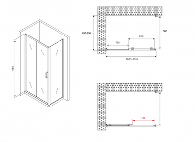 Душевой уголок ABBER Schwarzer Diamant AG30170B-S85B