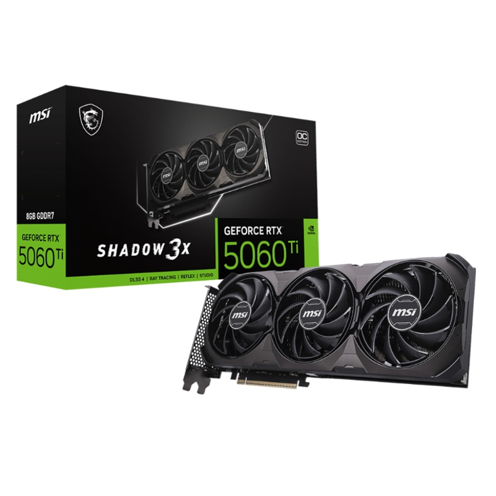 Видеокарта MSI GeForce RTX 5060 Ti 8G GDDR7 SHADOW 3X OC CLASSIC, 128-bit, 2617 МГц