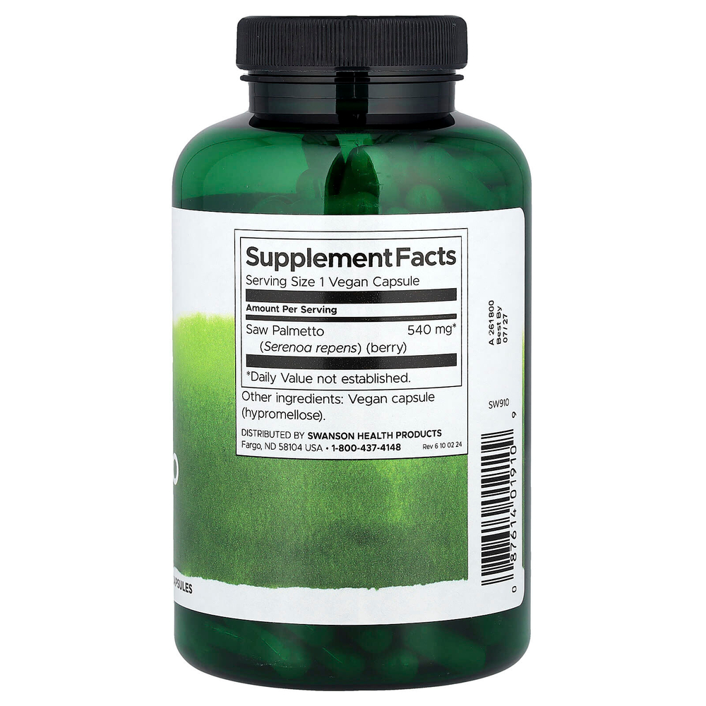 Swanson, Full Spectrum Saw Palmetto, 540 мг, 250 капсул