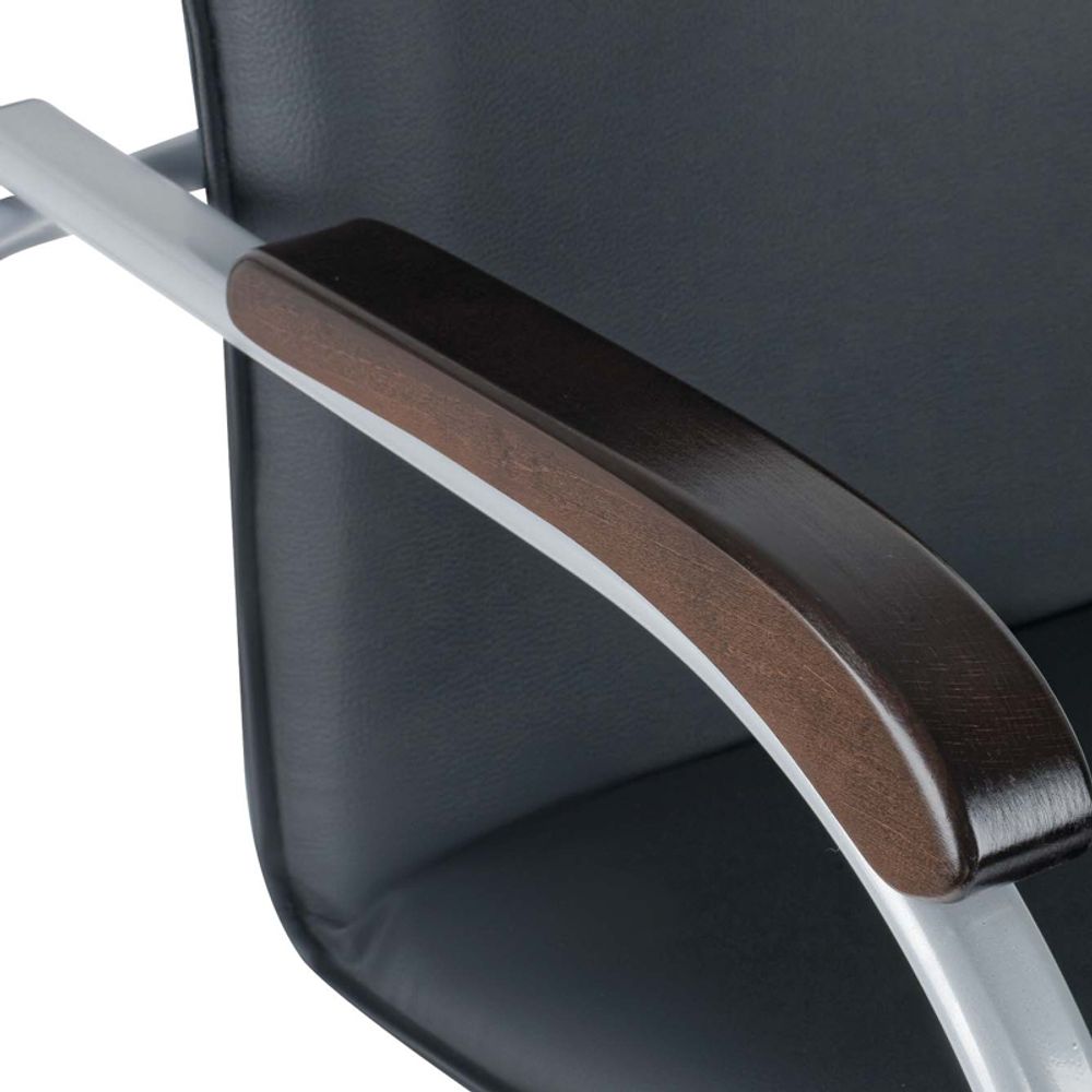 УЦЕНКА-Стул Helmi HL-F03 "Самба", каркас металл алюм., экокожа, черный, орех BOX2