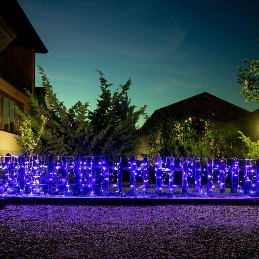 ULD-B6007-200-STK BLUE IP44 Бахрома светодиодная со статическим свечением. 6м. Соединяемая. 200 светодиодов. Синий свет. Провод прозрачный. ТМ Uniel