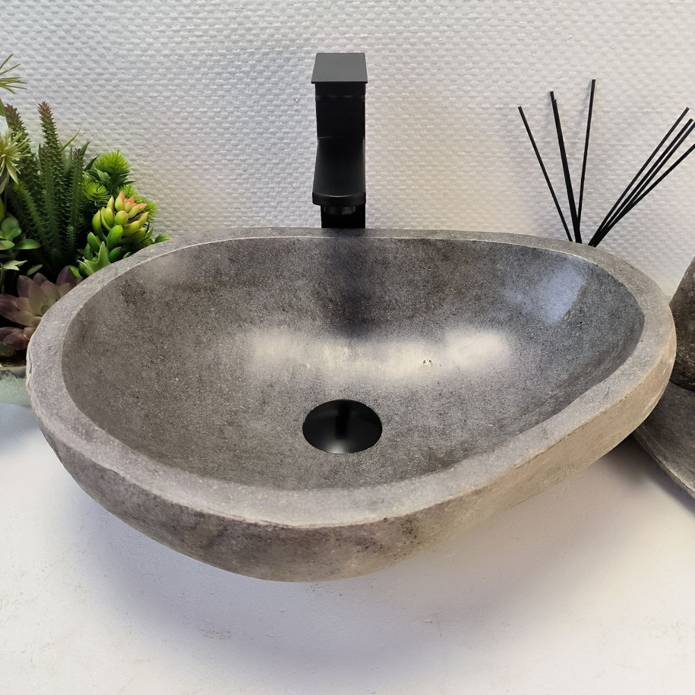 Каменная раковина из речного камня RS-64126 (49*35*16) 0122