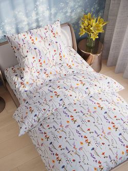 Постельное белье полисатин Simple House "Flora" 1,5-сп Наволочка 50х70 см 1 шт Простынь на резинке 90x200 см Пододеяльник 145x215 см