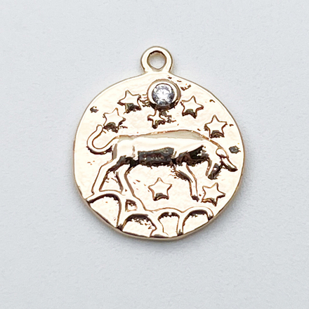 Подвеска Знак Зодиака Телец, цвет золото, фианит, размер 16*14 мм, цена за 1 шт