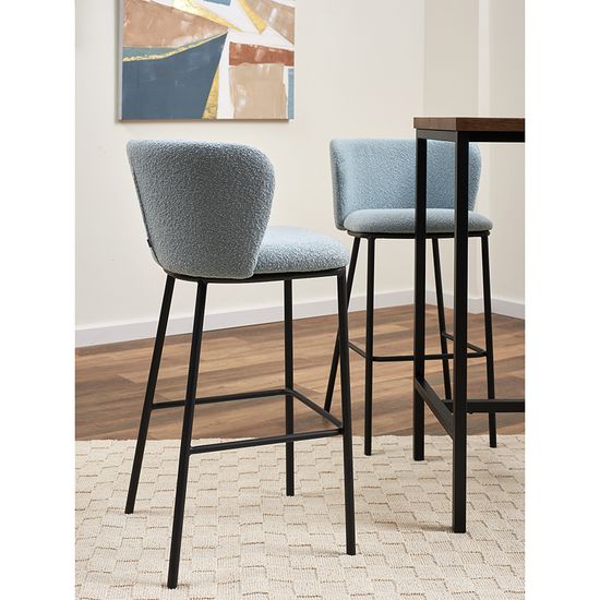 Стул барный foggy, букле, голубая пудра