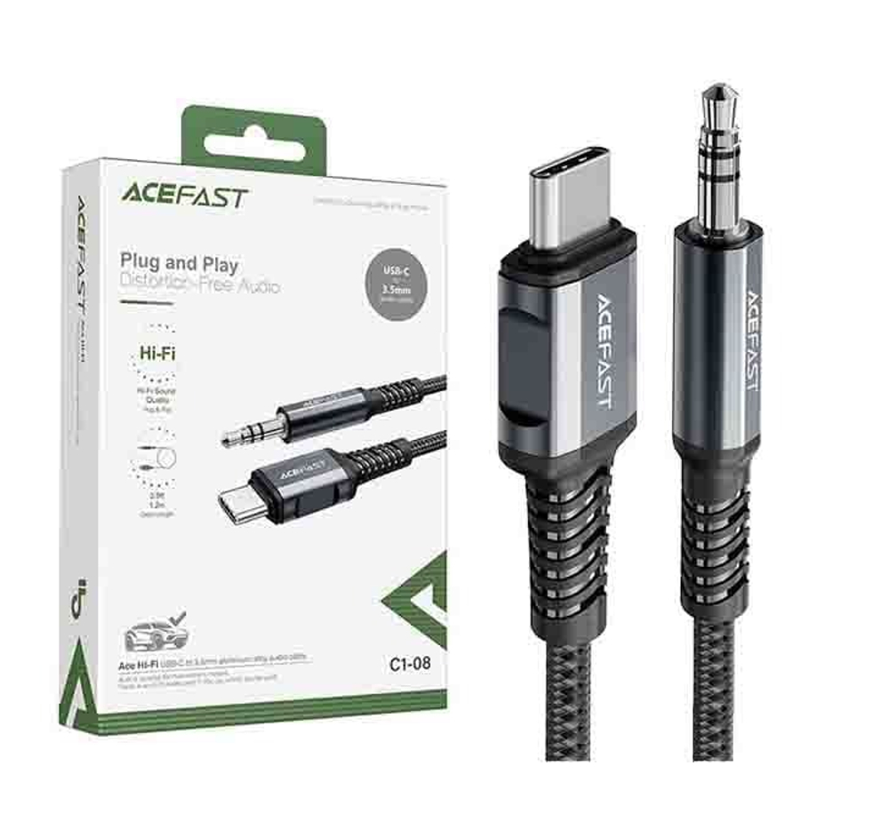Аудио Адаптер ACEFAST C1-08 Type-C - 3.5mm AUX (серый) 1,2м