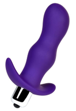 Фиолетовая изогнутая анальная вибропробка - 11,2 см.
