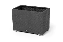 "Лунго" кашпо для цветов большое плетеное из искусственного ротанга, цвет графит