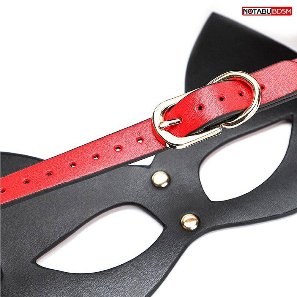 Красно-черная игровая маска с ушками (Цвет: красный с черным)