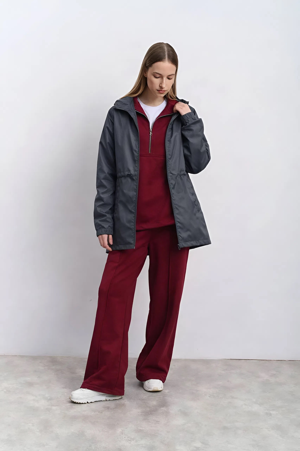 Плащ-ветровка женская "HN-12" темно-серый