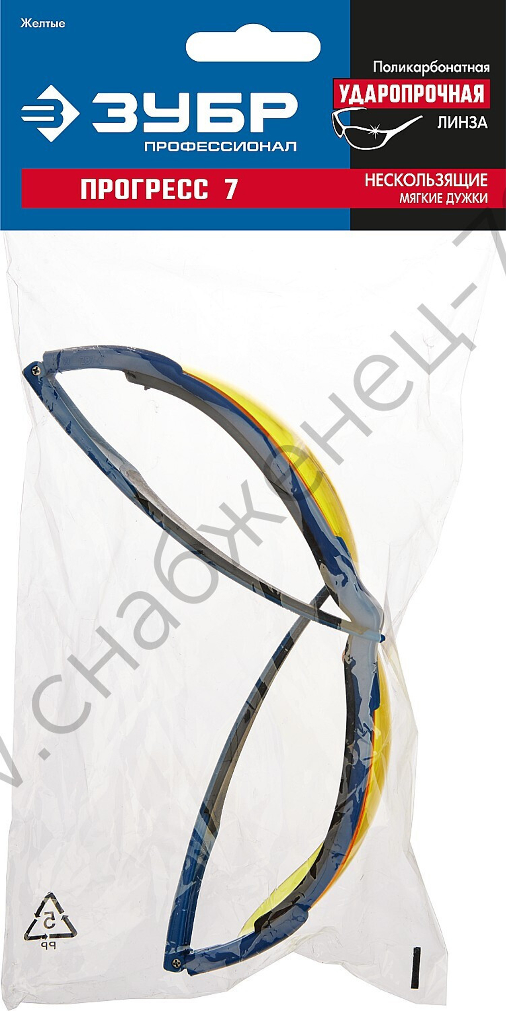 ЗУБР ПРОГРЕСС жёлтые, открытого типа, линза устойчива к царапинам и запотеванию, защитные очки (110321)