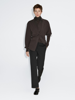 Massimo Dutti Брюки прямого кроя из высокотехнологичной ткани, черный