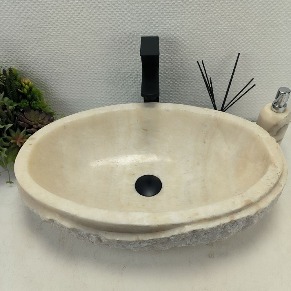Раковина из оникса Oval White Marmo Wave OO-62533 58*38*15
