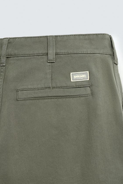 ZARA БРЮКИ-КАРГО STRAIGHT FIT, СВЕТЛО-ЗЕЛЕНЫЙ