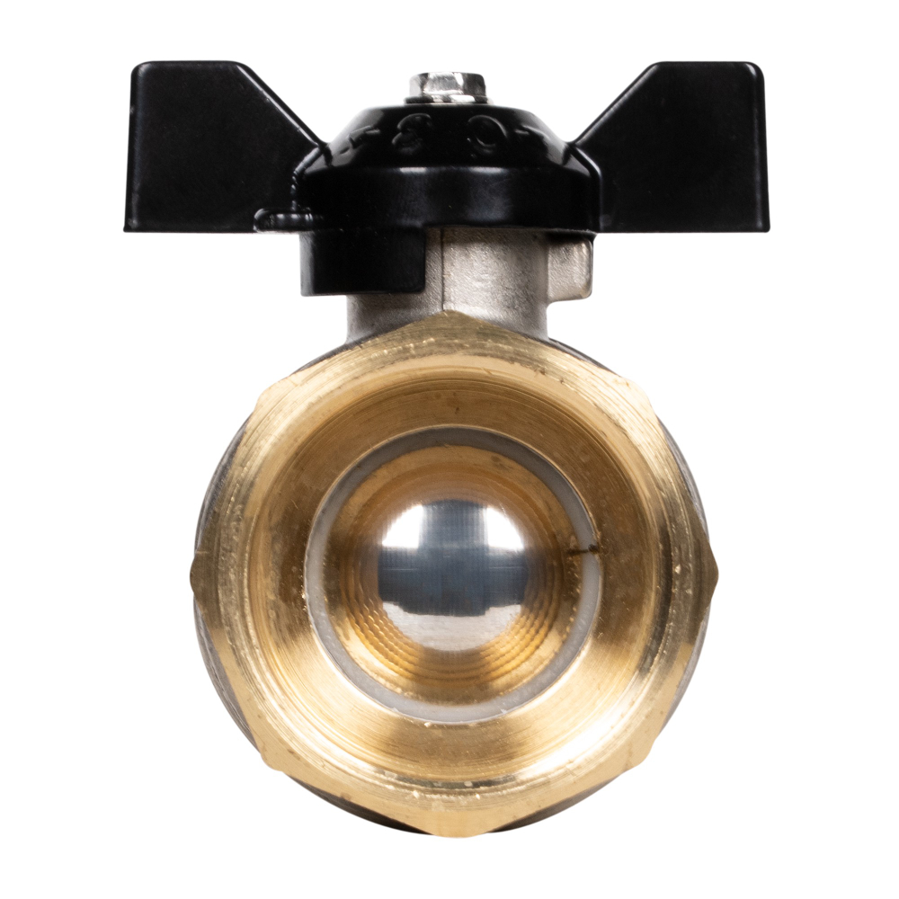 Кран шаровой латунный LD Pride 47.32.B-Н.Б Ду 32 Ру 25 вн-нр, (бабочка)