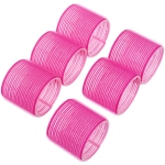Бигуди липучки, 6шт., однотонные, фуксия, d-6,3см