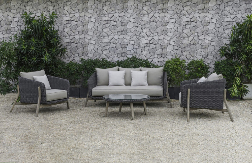 Комплект плетеной мебели Tagliamento Jura, серый, натуральный