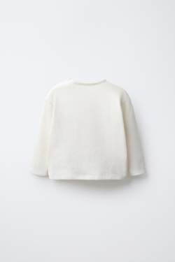 ZARA ОДНОТОННЫЙ УТЕПЛЕННЫЙ ЛОНГСЛИВ, ЭКРЮ