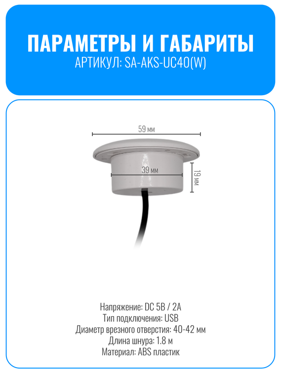 Розетка врезная USB+Type-C Smart Aura