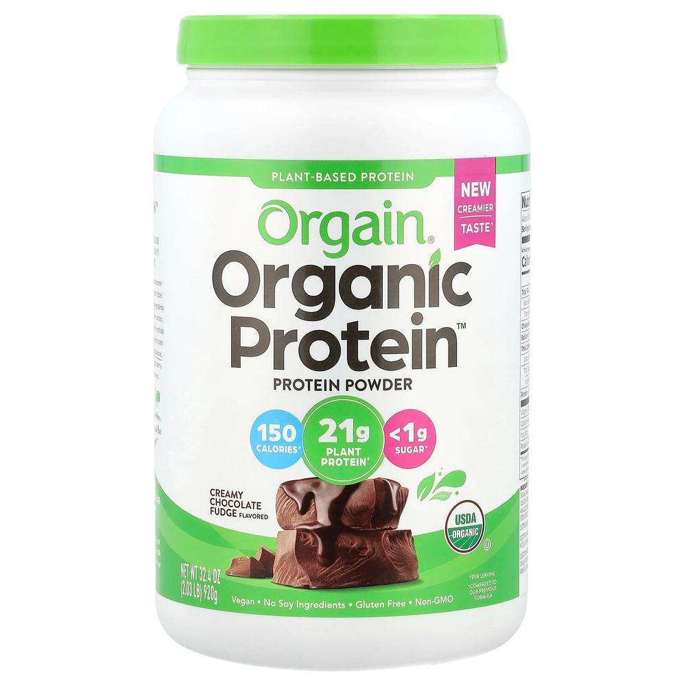 Orgain, Organic Protein ™, порошок на растительной основе, сливочная шоколадная помадка, 920 г (2,03 фунта)