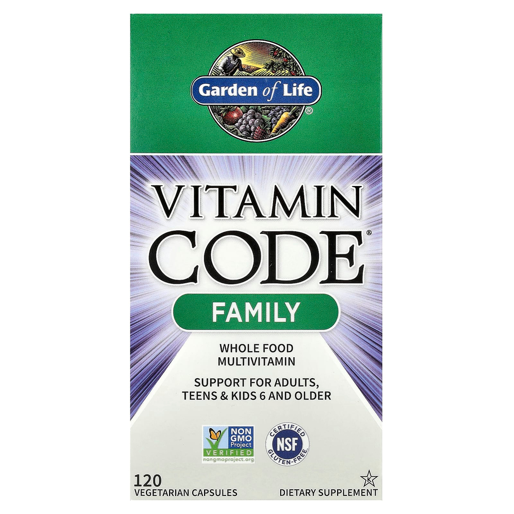 Garden of Life, Vitamin Code®, мультивитамины из цельных пищевых продуктов для всей семьи, 120 вегетарианских капсул