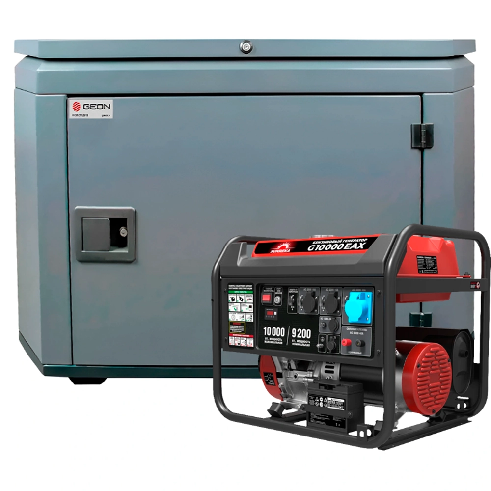 Генератор бензиновый SUNREKA G10000EAX с кожухом Geon 1400SS RAL 7024