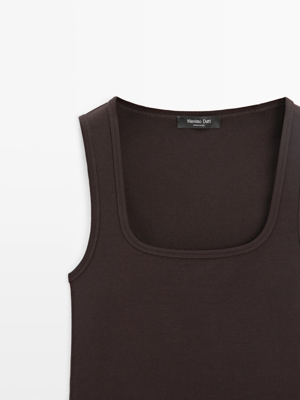 Massimo Dutti Топ без рукавов с квадратным вырезом, коричневый