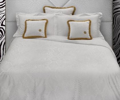 Постельное белье 2 спальное евро Roberto Cavalli White Python 001 Bianco