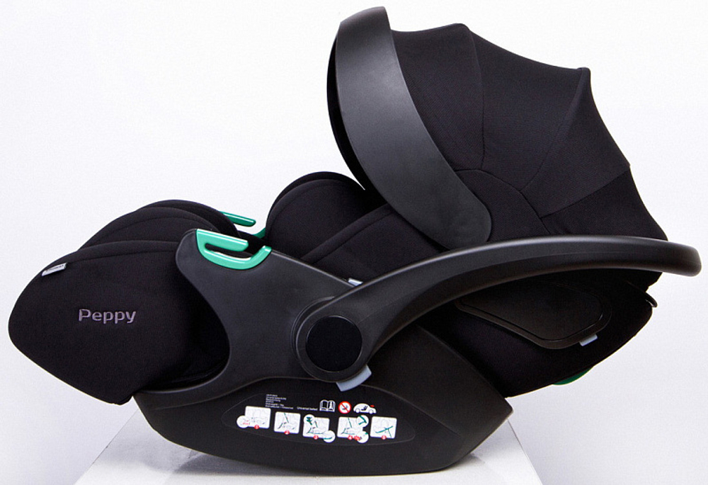 Детская коляска Peppy Monaco GP 3 в 1 с автокреслом Verona Black черный, рама темно-серая