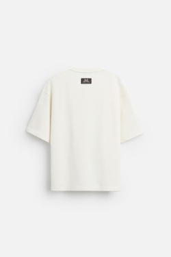 ZARA ТОЛСТОВКА С ВЫШИВКОЙ "БОРЗАЯ", ЖЕЛТОВАТО-БЕЛЫЙ