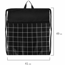 Мешок для обуви BRAUBERG БОЛЬШОЙ, с ручкой, карман на молнии, сетка, 49х41 см, "Checkered", 272404