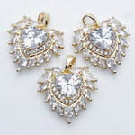 Подвеска Сердце, цвет золото, фианиты, размер 18*19 мм, цена за 1 шт