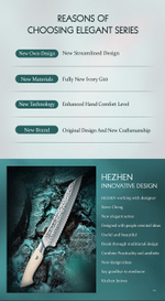 Кухонный нож Hezhen B38H Bread нож 8 дюймов клинок 67 Layers Damascus рукоять G10, длина лезвия 21 см