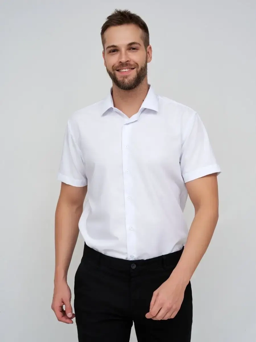 Рубашка приталенная с коротким рукавом