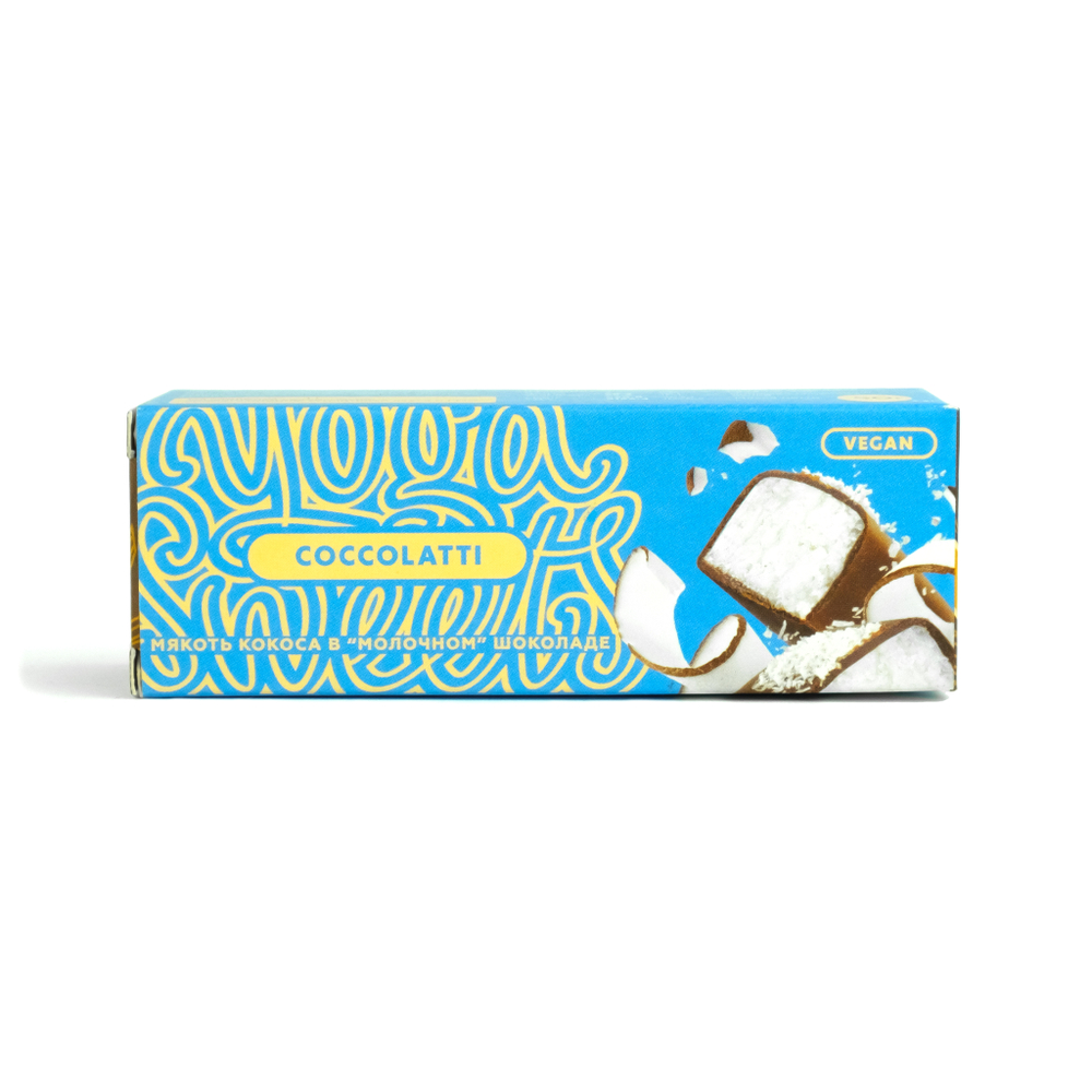 СС Батончик "COCCOLATTI", в молочном шоколаде в коробке, 1 шт, Vegan, "Yoga sweets", 45гр