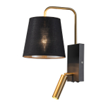 Настенный светильник 1x40Вт E14, 1x2Вт LED, 195лм, 4000K, металл/ткань, черный/бронза