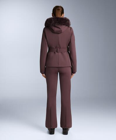 OYSHO Водонепроницаемые эластичные брюки-клеш SKI, темно-винный