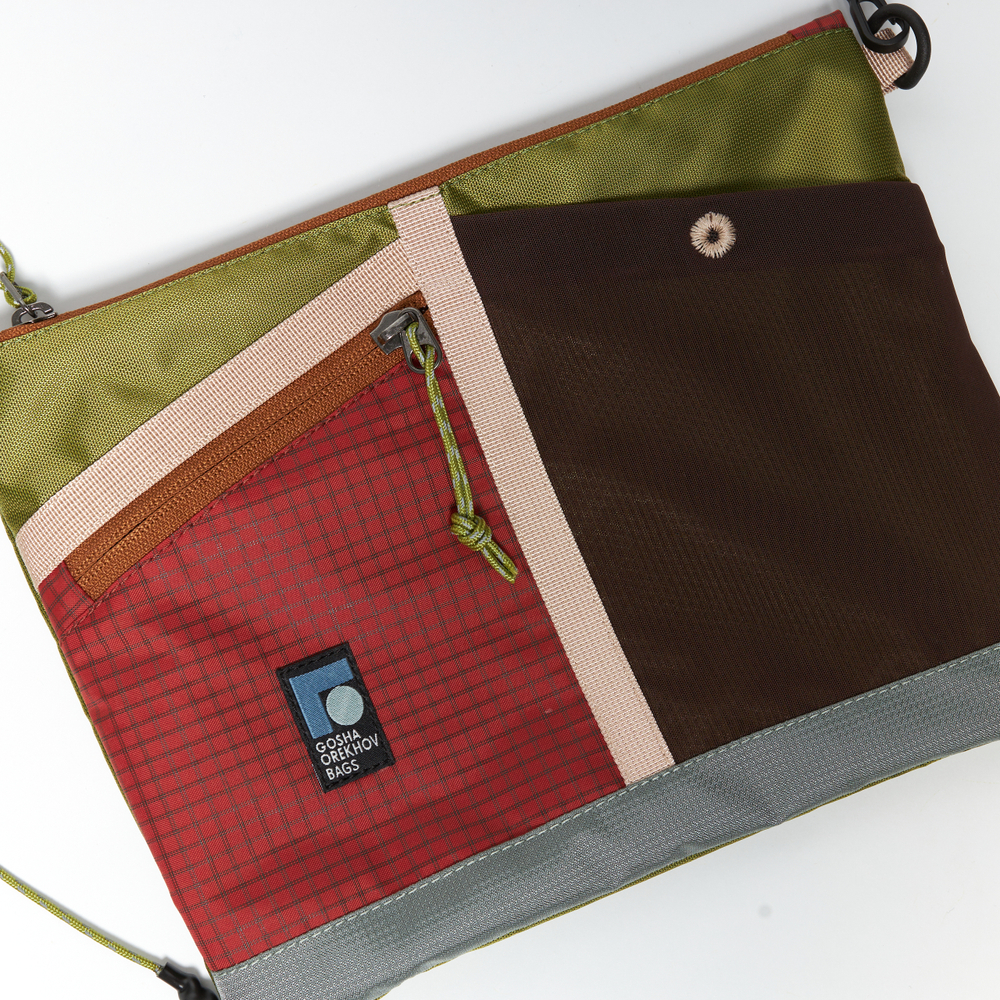 Сумка Sacoche красный терракотовый/зеленое яблоко/коричневый