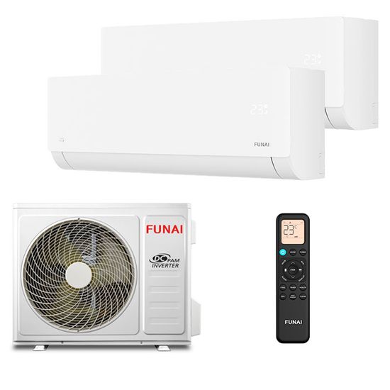 Мультисплит система на 2 комнаты Funai RAM-I-SN30HP.W02/S + RAM-I-SN35HP.W02/S / RAM-I-2SKG50HP.02/U