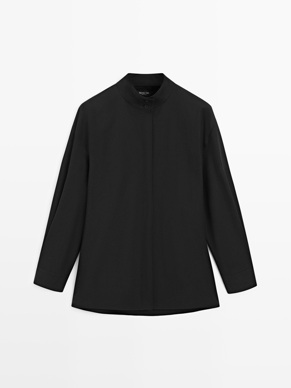 Massimo Dutti Рубашка с высоким воротником и ремешком, черный