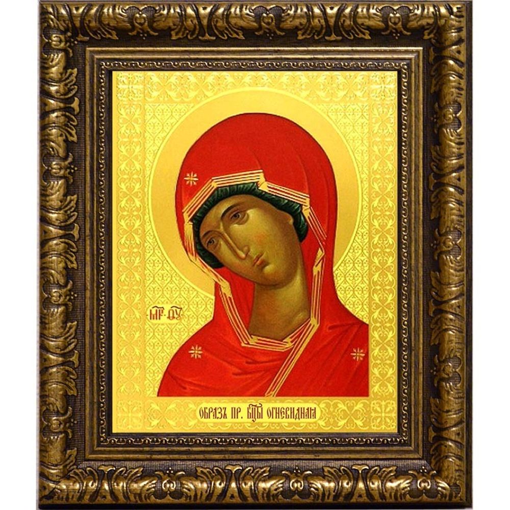 Огневидная икона Божьей Матери на холсте.